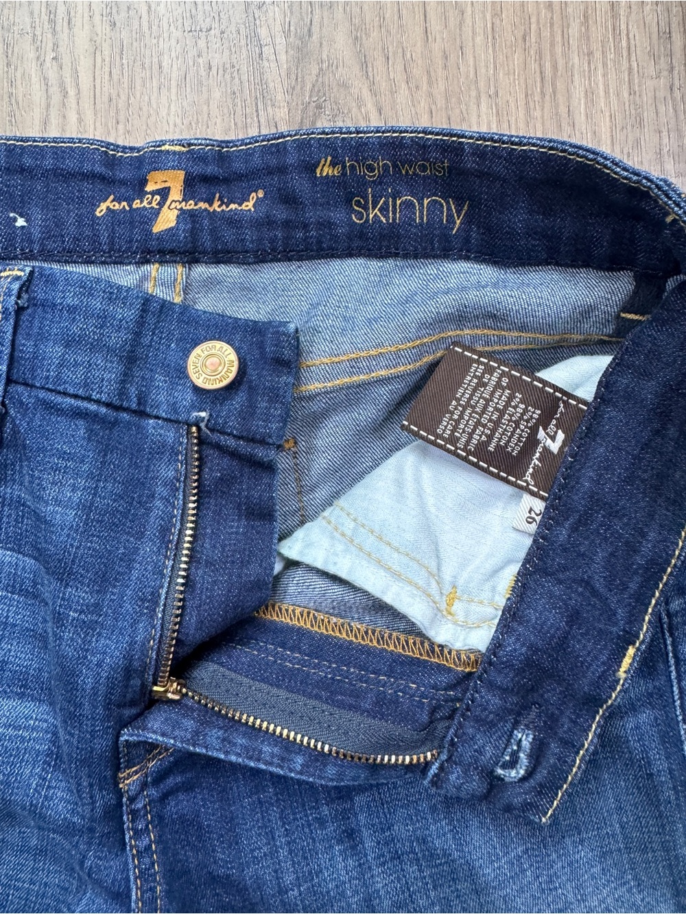 7 For All Mankind The High Waist Skinny Jeans Dark Wash Size 26 - Picture 8 of 14